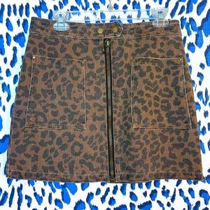Leopard Denim skirt, SHE+SKY, Size L